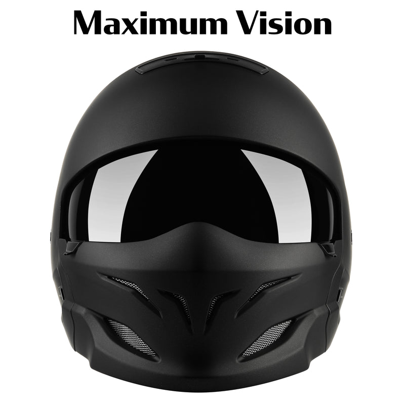 GoEcoRide Full Face Helmet - Half Face - With Visor