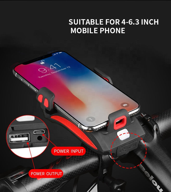 Multi Use Phone Holder - Phone Charger, Light and Horn - GoEcoRide Scooters